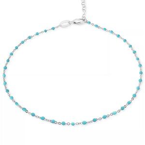 NYC STERLING SILVER & BLUE ENAMEL ANKLET BRACELET